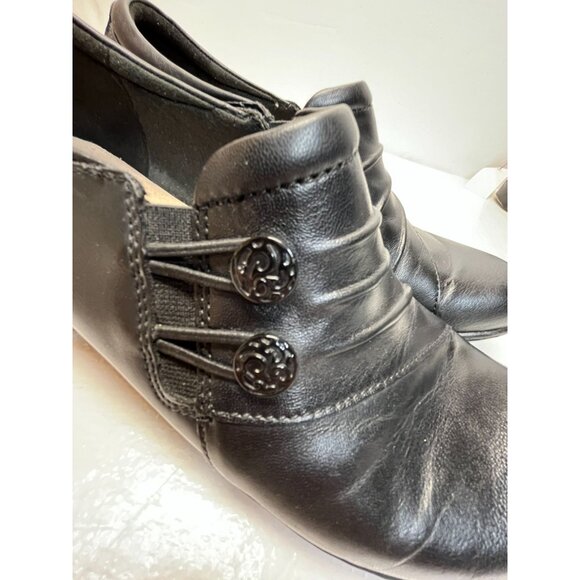 Clarks Collection Black Leather Womens Shoes Size 10 - Picture 2 of 14